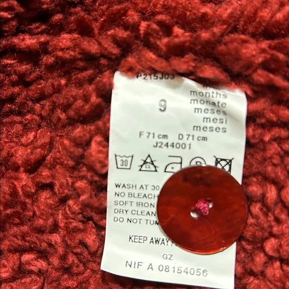 NWT Jean Bourget Cranberry Faux Suede Fleece Lined Girls Coat & Hat Sz 9 mo - Picture 6 of 11